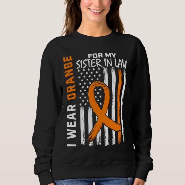Orange Sister In Law Leukemia Awareness Flag  Prod T Shirt (Framsida)