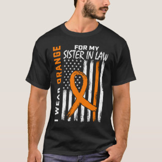 Orange Sister In Law Leukemia Awareness Flag  Prod T Shirt