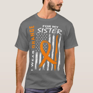 Orange Sister Leukemia Awareness Flagga Brother Si T Shirt