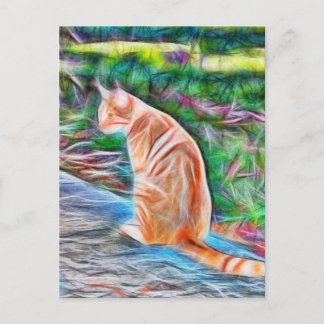 Orange sitta på ett väg-postkort vykort