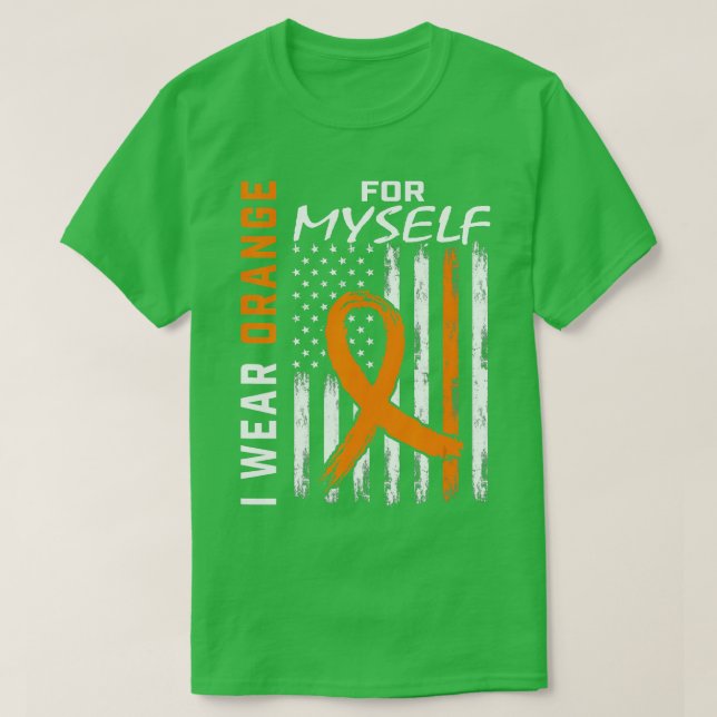 Orange själv Leukemia Awareness Flagga Gift T Shirt (Design framsida)