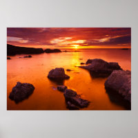 Orange sjölandskap, solnedgång, Kalifornien