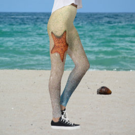 Orange Sjöstjärna Sand och Surf Kust Chic Leggings