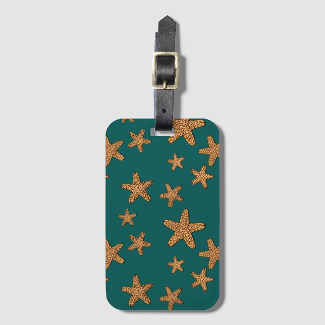 Orange sjöstjärnamönster bagagebricka (Framsida vertikal)