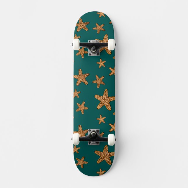 Orange sjöstjärnamönster skateboard bräda 21,5 cm (Framsida)