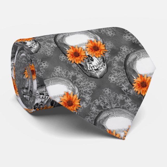 Orange Skallar och Solros Serie Design 9  Slips (Rullad)