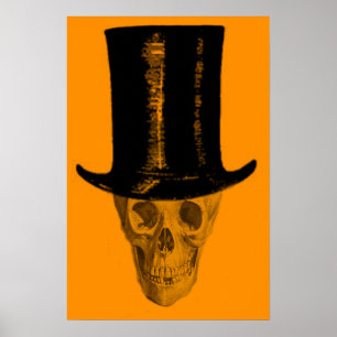 Orange Skalle Topp Hatt Poster
