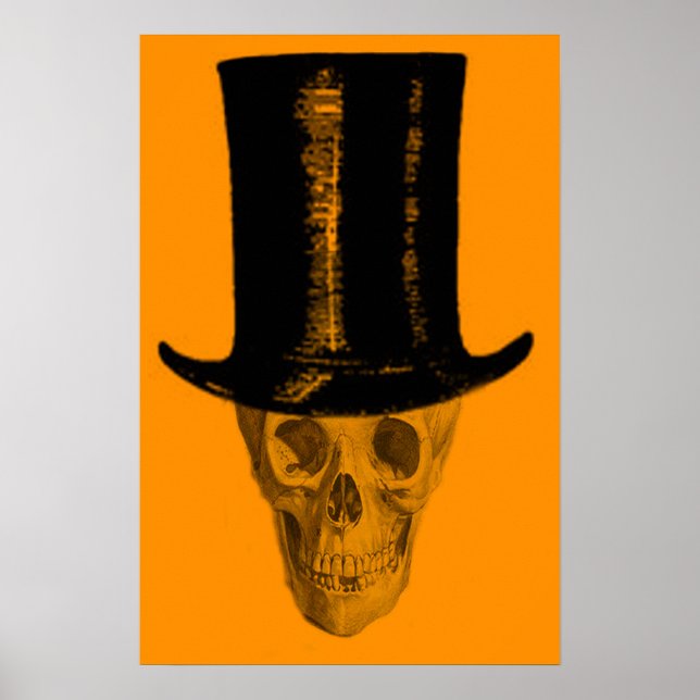 Orange Skalle Topp Hatt Poster (Framsidan)