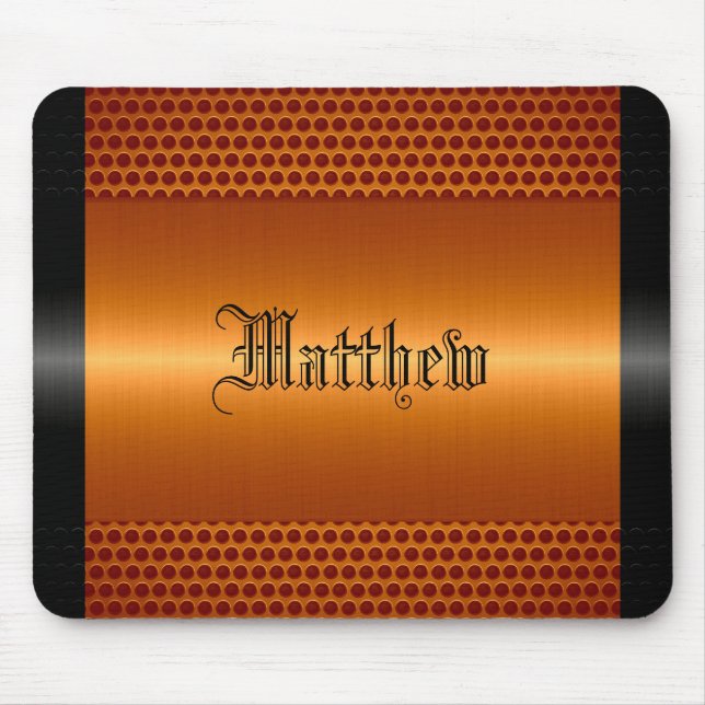 Orange skina rostfritt stålmetallLook Musmatta (Framsidan)