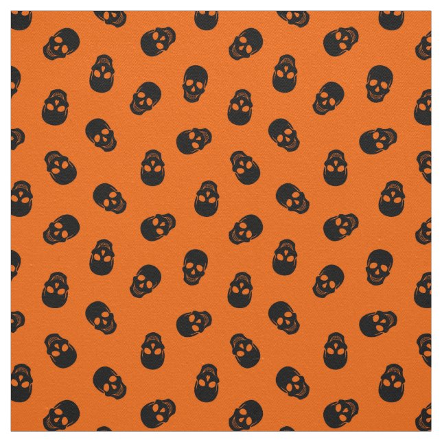 Orange Skull Happy halloween Modern Fabric Tyg (Provkarta)
