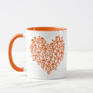 Orange Skull Heart Mugg