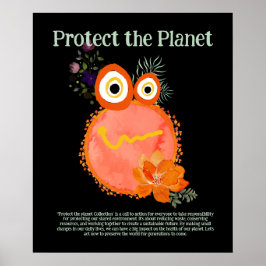 Orange SKYDDA PLANET, SPARA EARTH Cute Art Poster