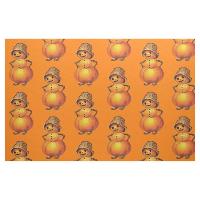 Orange Smilande Jack O'Lantern Snögubbe Tyg (Fat Quarter)