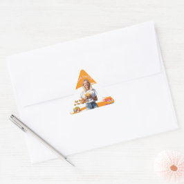 Orange Smiling Blonde Woman Fries Family Fun Triangelformat Klistermärke
