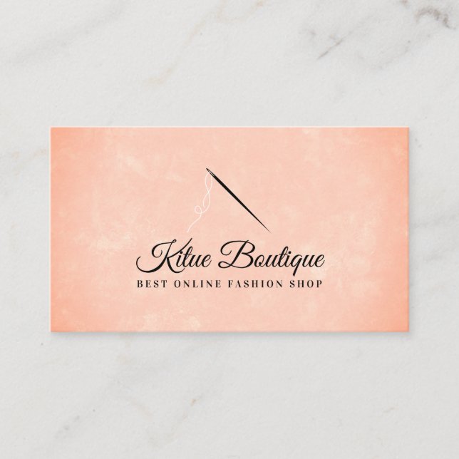 Orange Snyggt Nål trådar Seamstress Sewing Sewing Visitkort (Framsida)