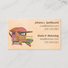 Orange Social calling card-Pink Lifeguard Tower Visitkort