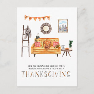 Orange soffa Söta Friendsgiving Thanksgiving Helg Vykort