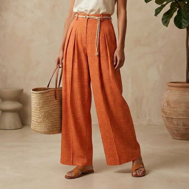 Orange Sofistikerad Snyggt Geometric Mönster Tyg (Skapare uppladdad)