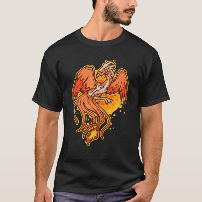 Orange Sol Fire Phoenix Andlig Totem Aesthetic T Shirt (Framsida)