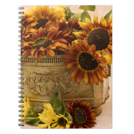 Orange Solblommor i Tin Basket Anteckningsbok