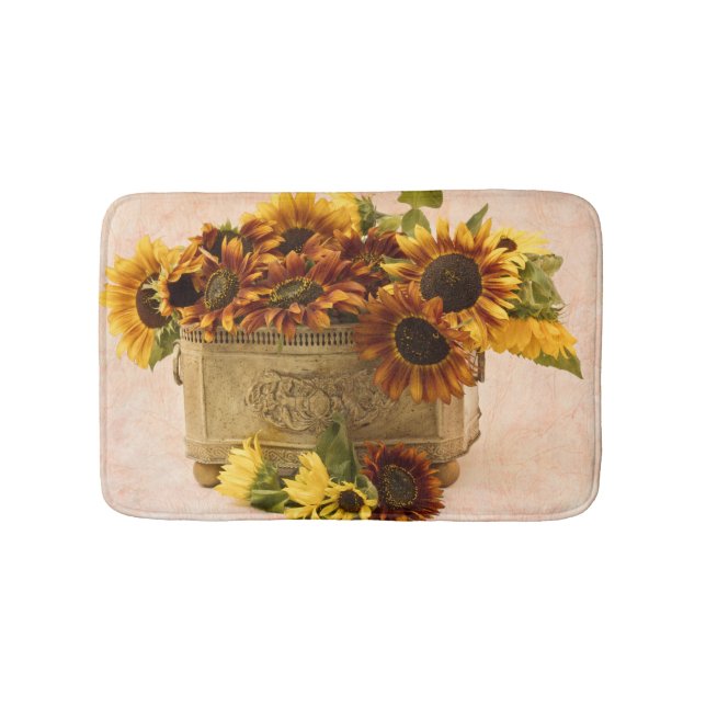 Orange Solblommor i Tin Basket Badrumsmatta (Framsidan)