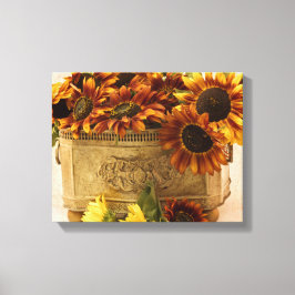 Orange Solblommor i Tin Basket Canvastryck