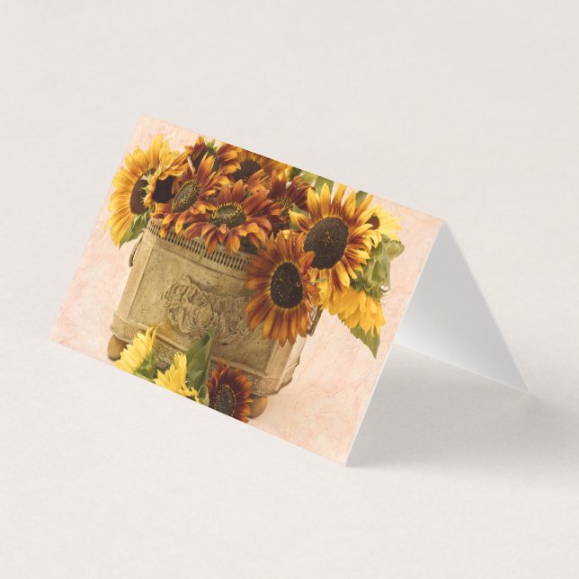 Orange Solblommor i Tin Basket Card Kort (Framsida)