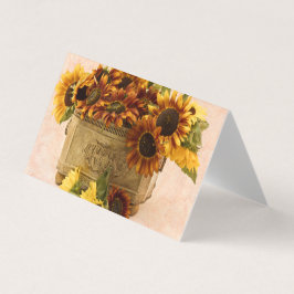 Orange Solblommor i Tin Basket Card Kort