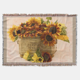 Orange Solblommor i Tin Basket Filt