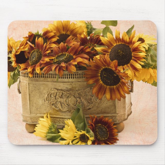 Orange Solblommor i Tin Basket Musmatta (Framsidan)