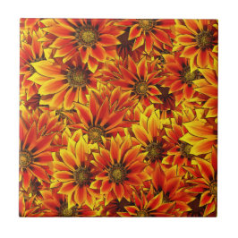 Orange Solblommor Kakelplatta