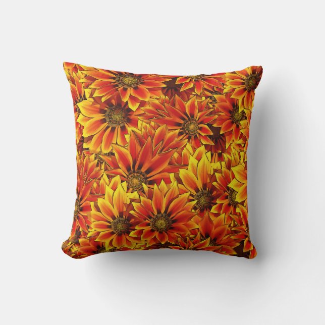 Orange Solblommor Kudde (Framsida)