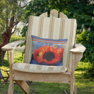 Orange Solblommor med Rand Dekorativ kudde