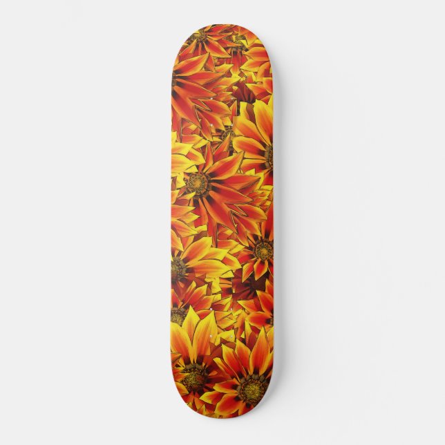 Orange Solblommor Mini Skateboard Bräda 18,5 Cm (Framsida)