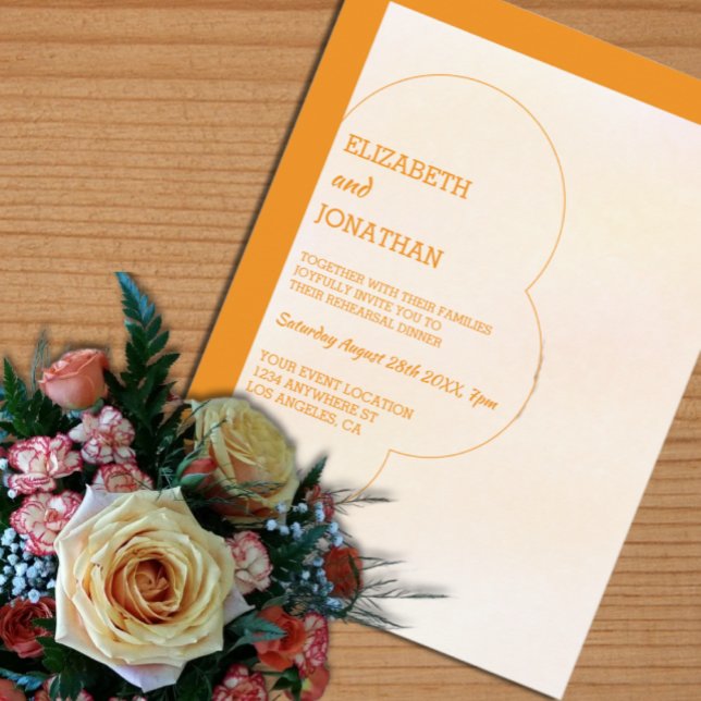 Orange solnedgång bröllopsrepetition middag inbjudningar (Skapare uppladdad)