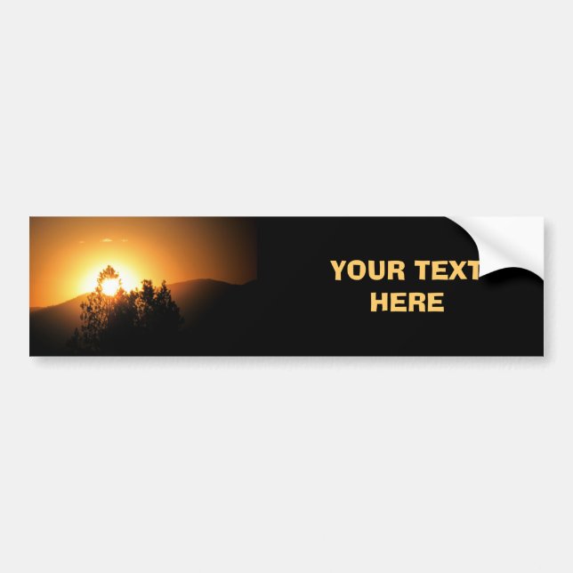 Orange Solnedgång med Träd anpassade Bildekal (Framsidan)