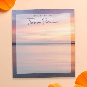 Orange Solnedgång Vid En Sjø Med Anpassat Namn Och Anteckningsblock