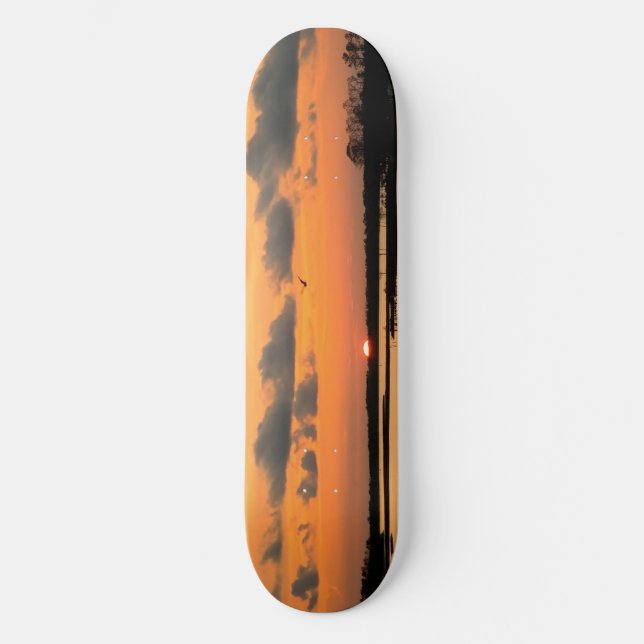 ORANGE SOLNEDGÅNGSKATEBOARD OLD SCHOOL SKATEBOARD BRÄDA 18 CM (Framsida)