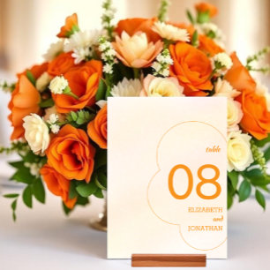 Orange Solnedgiftsbröllop Bordsnummer