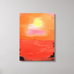 Orange Solnedtryckt Himmel målad arbetsyta Canvastryck