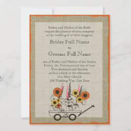 Orange Solros Land Wagon Bröllop Inbjudningar