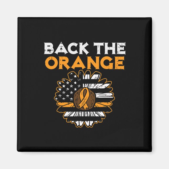 Orange Solros US Flagga Leukemia Awareness Su Magnet (Framsidan)