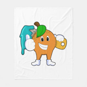 Orange som målarfärg med färgpensel fleecefilt