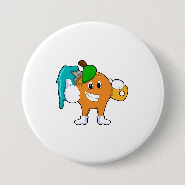 Orange som målarfärg med färgpensel knapp (Framsida)