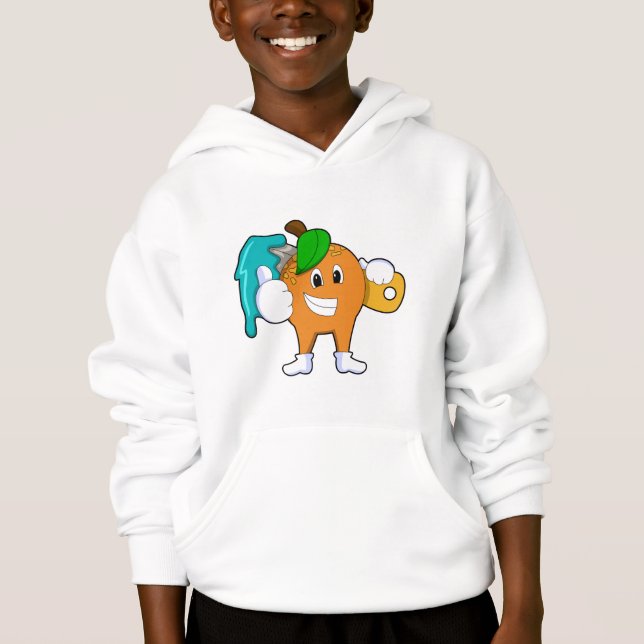 Orange som målarfärg med färgpensel t shirt (Framsida)