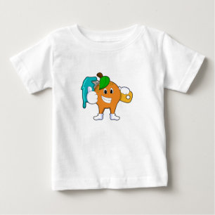 Orange som målarfärg med färgpensel t shirt