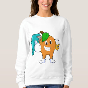 Orange som målarfärg med färgpensel t shirt
