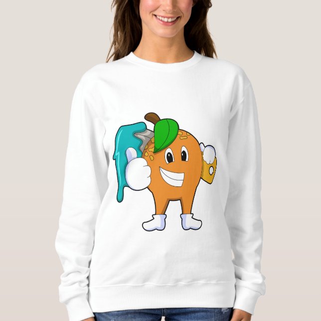 Orange som målarfärg med färgpensel t shirt (Framsida)