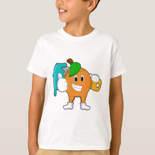 Orange som målarfärg med färgpensel t shirt