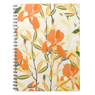 Orange: sömlöst blommönster anteckningsbok
